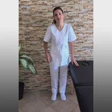 Laden und Abspielen von Videos im Galerie-Viewer, Divisa da lavoro,infermiera,oss, donna con zip bianco cod: 8279
