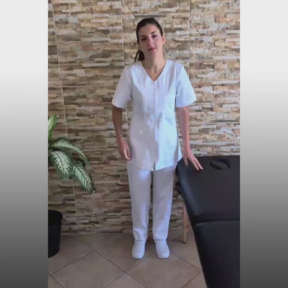Divisa da lavoro,infermiera,oss, donna con zip bianco cod: 8279