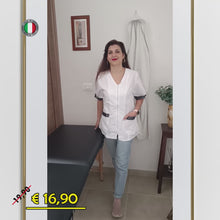 Laden und Abspielen von Videos im Galerie-Viewer, Camice da lavoro,casacca zip bianco MM con inserto nero Cod: 2707
