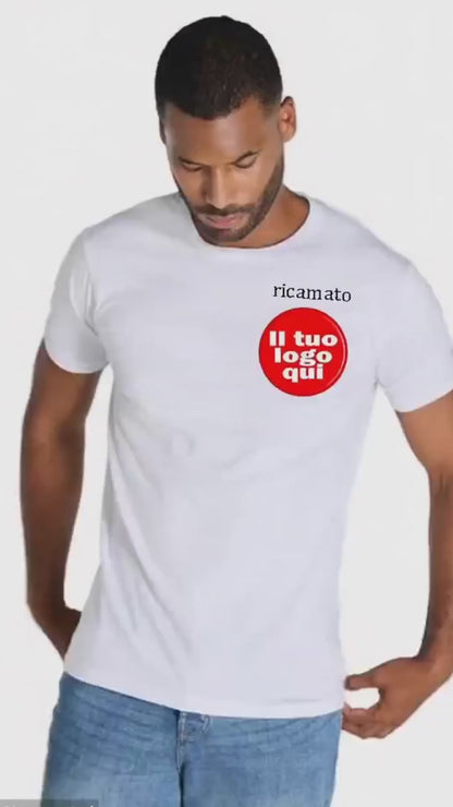T-shirt unisex  (MIN.5 PEZZI) cotone 100%, personalizzata con logo ricamato