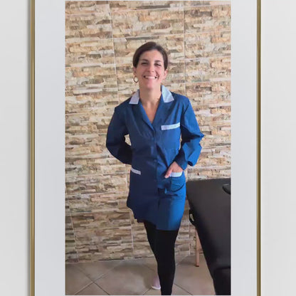 Camice da Lavoro Donna Blu Royal con Profilo – Misto Cotone | Cod. 6923