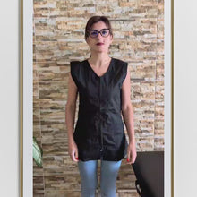 Laden und Abspielen von Videos im Galerie-Viewer, camice da lavoro donna,Casacca giromanica ZIP "Nero" Cod: 2006
