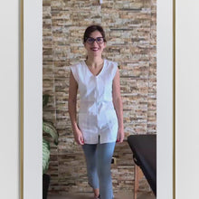 Laden und Abspielen von Videos im Galerie-Viewer, Camice da lavoro,casacca zip Giromanica "Bianco" COD: 2106
