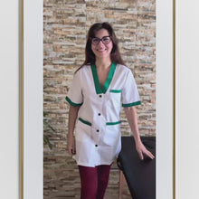 Laden und Abspielen von Videos im Galerie-Viewer, Casacca,camice da lavoro, mezza manica inserto verde cod: 181119
