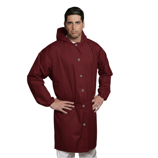 Camice da Macellaio con Cappuccio Bordeaux – No-Stiro, Idrorepellente, Taglia Unica | Cod. 80225