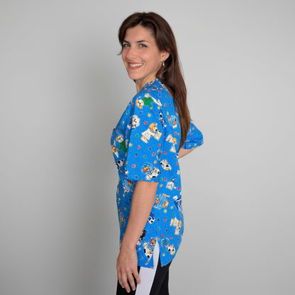 Casacca da Lavoro in Cotone Mercerizzato Blu - Dentista, Pediatria, Veterinario, Ospedaliero | Cod. 8217