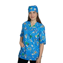 Lade das Bild in den Galerie-Viewer, casacca ,divisa da lavoro,camice azzurro fumetto+bandana cod: 1611
