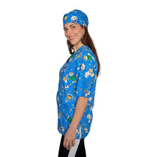Lade das Bild in den Galerie-Viewer, casacca ,divisa da lavoro,camice azzurro fumetto+bandana cod: 1611
