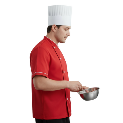 Giacca Cuoco Light Rossa - Mezza Manica, 100% Cotone, Antistiro | Cod. 7694