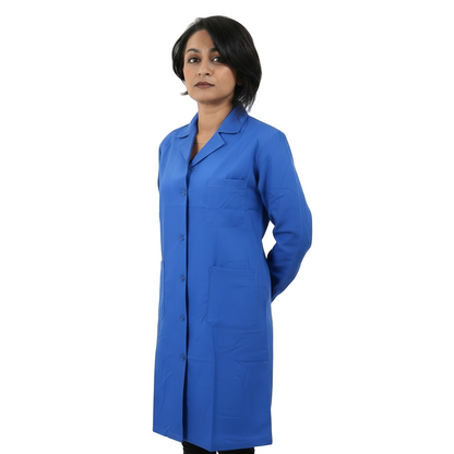 Camice da Lavoro Donna Blu Royal Misto Cotone No-Stiro Manica Lunga - Cod 7104