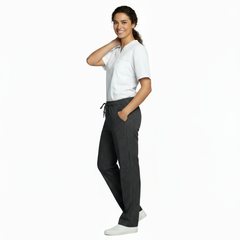 Pantaloni da Cuoco Nero Gessato Regular Fit – Unisex | Cod. 8944
