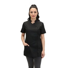 Lade das Bild in den Galerie-Viewer, Camice da lavoro donna,casacca,divisa slim nero mezza manica "mod. Londinese" COD: 6909

