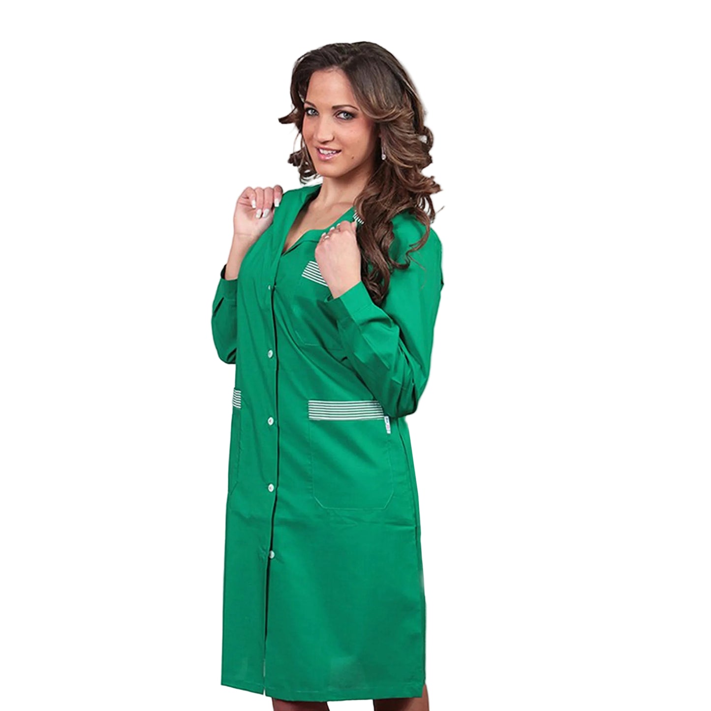 Camice da Lavoro Donna Verde Manica Lunga con Inserto - Made in Italy