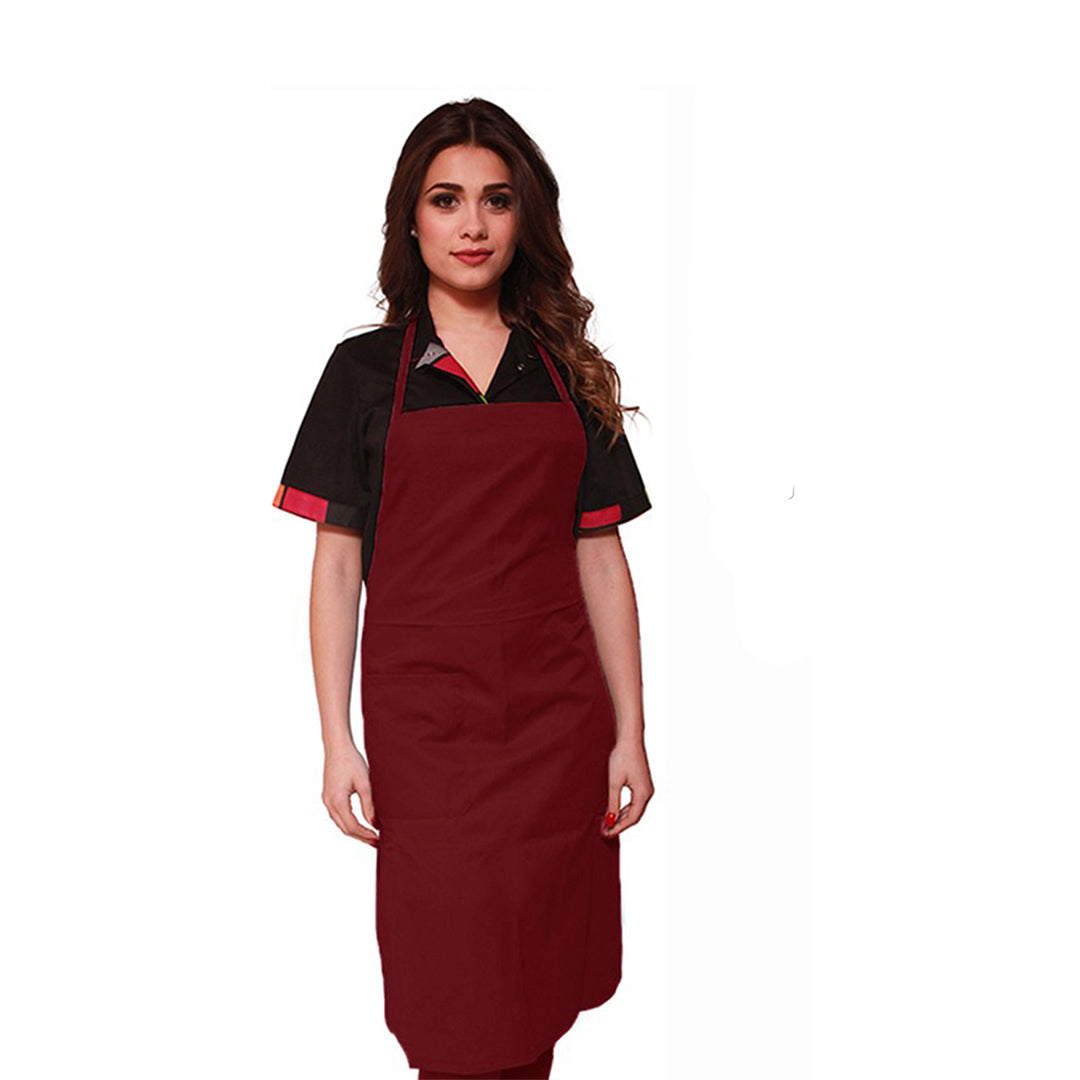 Grembiule con Pettorina Bordeaux – 100% Cotone, Lacci Lunghi | Cod. 8102