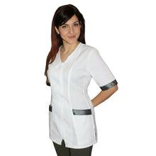Lade das Bild in den Galerie-Viewer, Camice da lavoro,casacca zip bianco MM con inserto nero Cod: 2707
