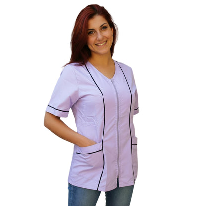 Casacca da Lavoro Donna con Zip - Glicine Mezza Manica | Cod. 1506
