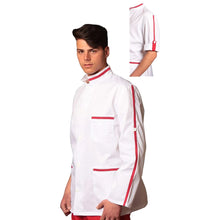 Lade das Bild in den Galerie-Viewer, Casacca,camice da lavoro uomo bianco con profilo ML cod: 8002
