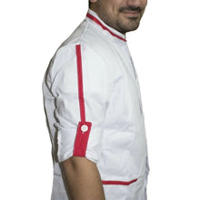 Lade das Bild in den Galerie-Viewer, Casacca,camice da lavoro uomo bianco con profilo ML cod: 8002

