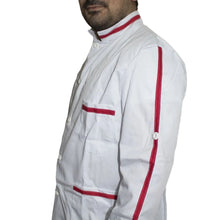 Lade das Bild in den Galerie-Viewer, Casacca,camice da lavoro uomo bianco con profilo ML cod: 8002
