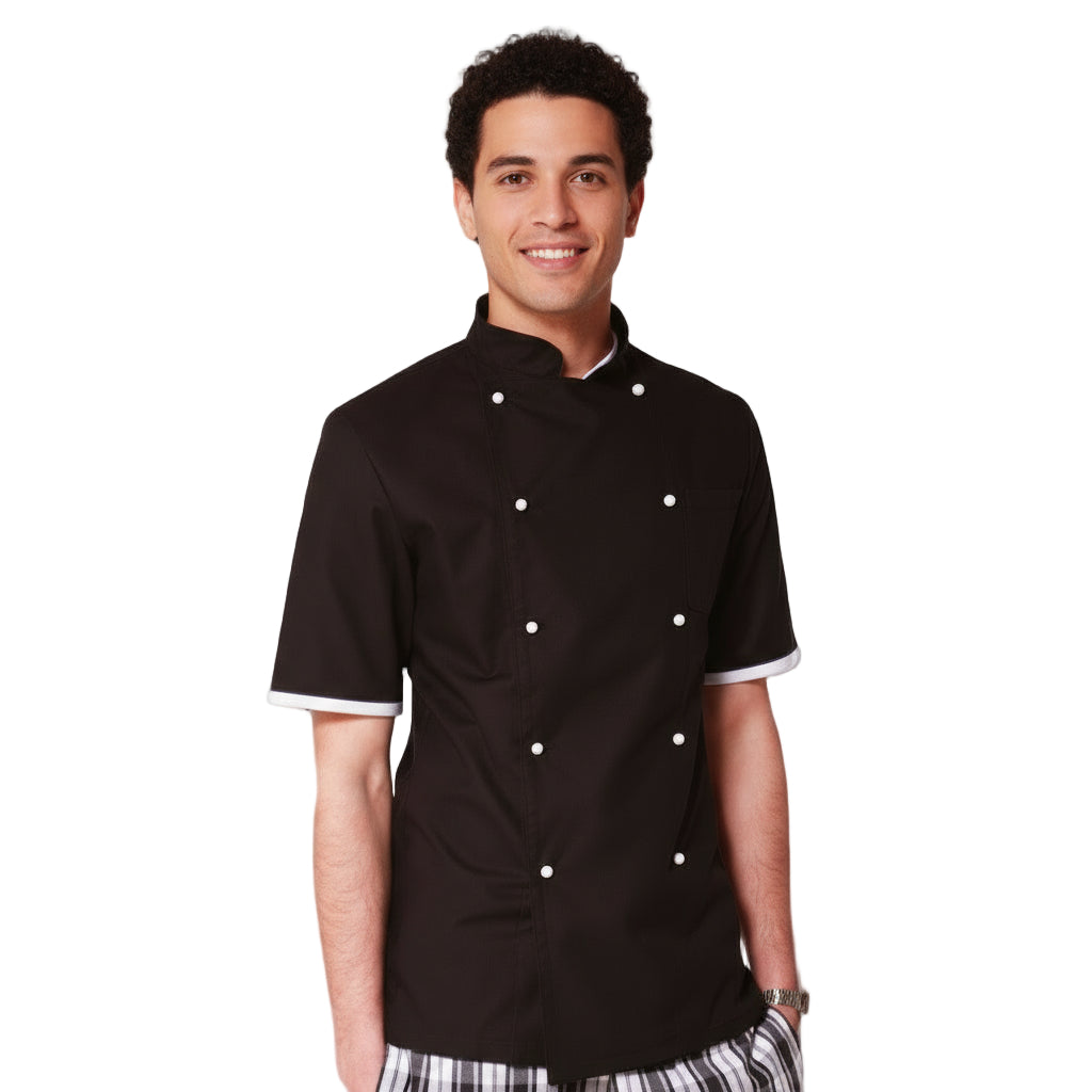 Giacca Cuoco Light Nera - Mezza Manica, 100% Cotone, Antistiro | Cod. 7693
