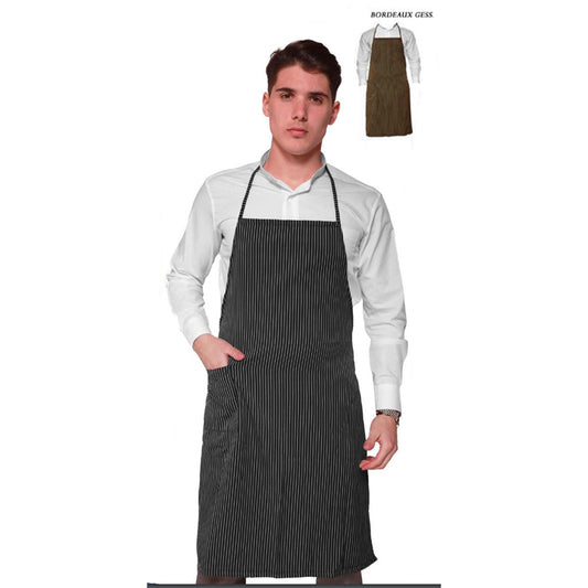 Grembiule da Lavoro Rigato per Cucina e Ristorazione – Cotone | Nero o Bordeaux