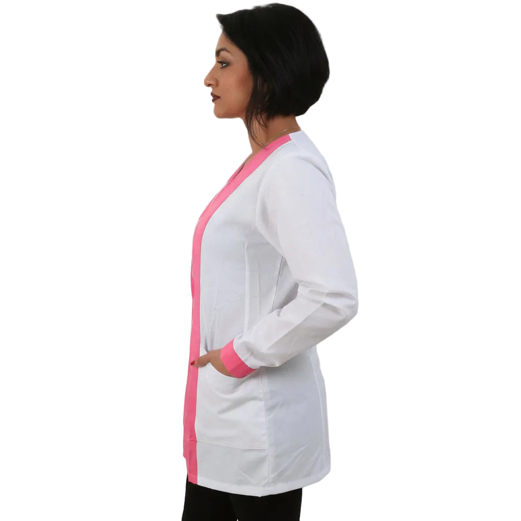 Camice da lavoro donna,casacca zip bianco bicolore ML COD: 1406