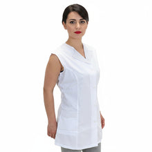 Lade das Bild in den Galerie-Viewer, Casacca,camice da lavoro giromanica, bianco inserti grigi cod:7029
