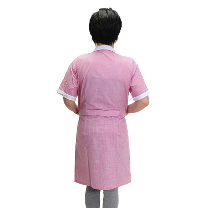 Camice da Lavoro Donna Fantasia Quadretto Rosa Mezza Manica - Cod 7272