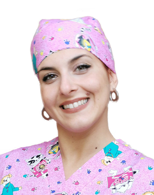 Bandana da Lavoro Fantasia Fumetto Rosa in Cotone - Cod 1812