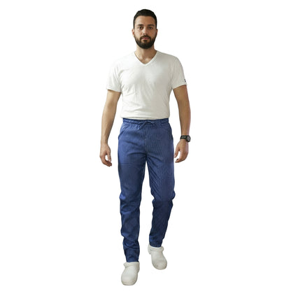 Pantaloni da Cuoco Slim Fit Rigati Blu Royal – Unisex | Cod. 2315