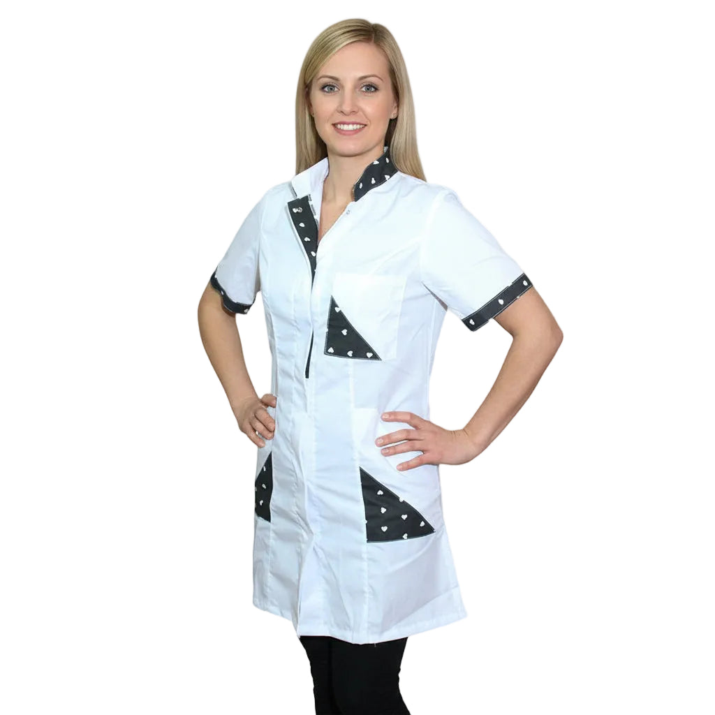 Camice da Lavoro Donna Slim-Fit Bianco con Inserti - Made in Italy