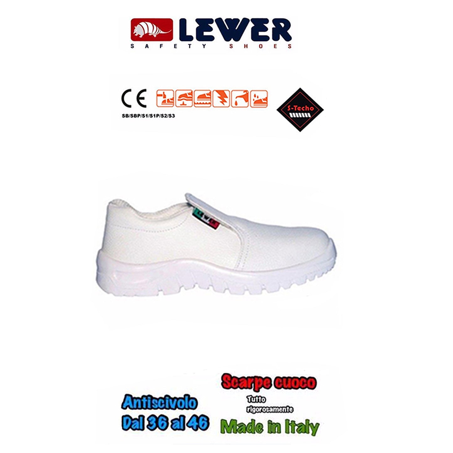 Scarpa da Cuoco Mocassino Bianca Antiscivolo – Lewer Classic | Cod. 8232