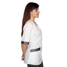 Lade das Bild in den Galerie-Viewer, Camice da lavoro,casacca zip bianco MM con inserto nero Cod: 2707
