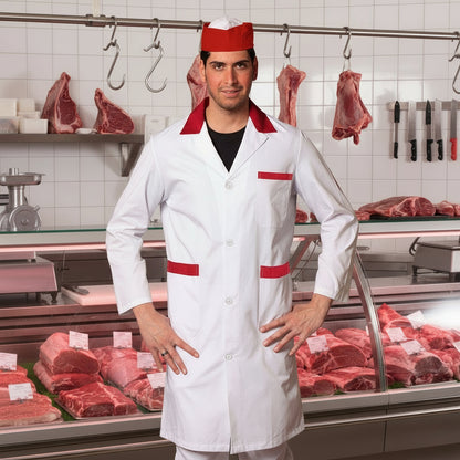 Camice da Lavoro Uomo Bianco con Profilo - Macelleria e Alimentare - Made in Italy Cod 7968