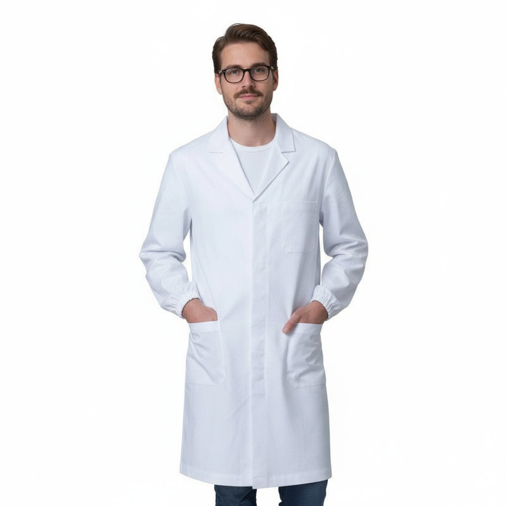 Camice da Laboratorio Uomo 100% Cotone Pesante – Bottoni Automatici, 3 Tasche | Cod. 26922