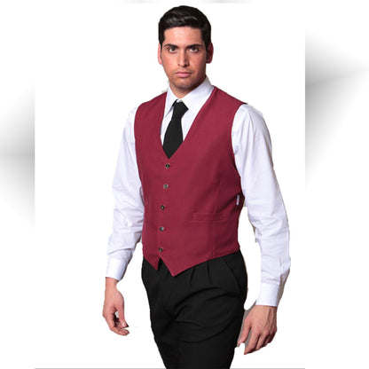 Gilet da Lavoro Uomo per Sala e Bar – Antistiro, Bottoni | Nero o Bordeaux | Cod. 8422