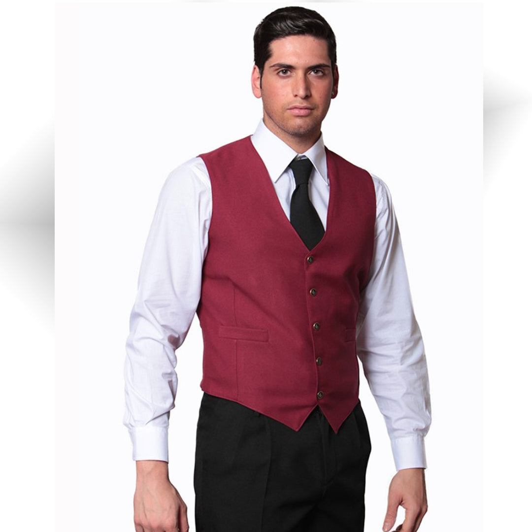 Gilet da Lavoro Uomo per Sala e Bar – Antistiro, Bottoni | Nero o Bordeaux | Cod. 8422
