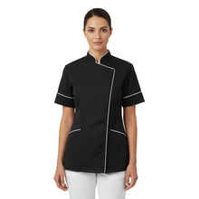 Lade das Bild in den Galerie-Viewer, Camice,casacca da lavoro SLIM-FIT,per estetista,parrucchiera, cuoca"nero" cod: 1312
