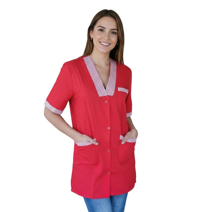 Casacca da Lavoro Donna Mezza Manica Rossa con Profilo – Cod. 7425