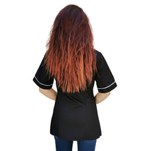 Lade das Bild in den Galerie-Viewer, Camice da lavoro donna,con zip, nero inserto bianco modello "piera" Cod:2906
